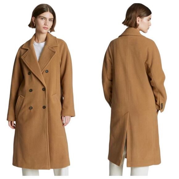 Everlane Wool Double Breasted Laple Collar Italian ReWool Long Coat Size L NWT